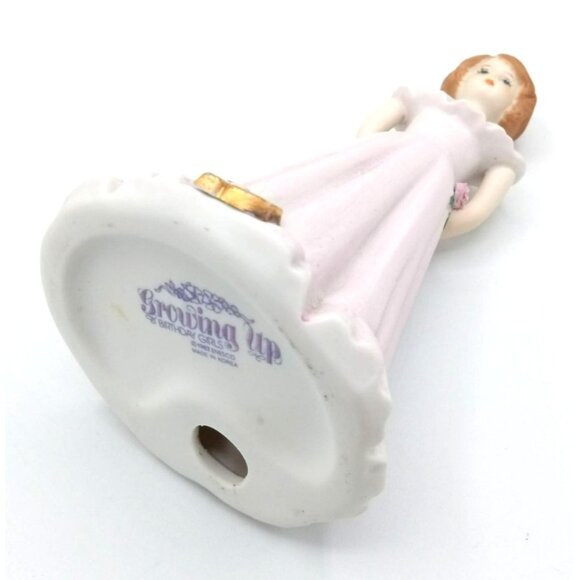 Enesco Birthday Girl Figurine Number 13 Pink Dress Red Hair Vintage 6 Inch 1982 - Picture 10 of 13